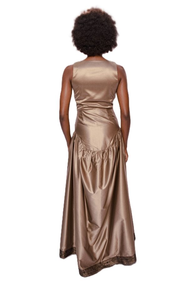 Bronze Satin Maxi Dress